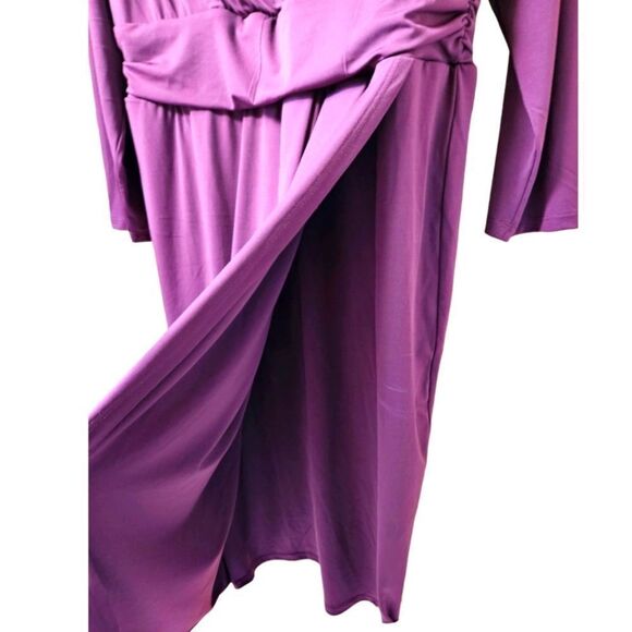 NEW TORRID PLUS SIZE Deep Purple Long sleeve Surplice NeckโMidi Wrap dress. - Picture 8 of 16